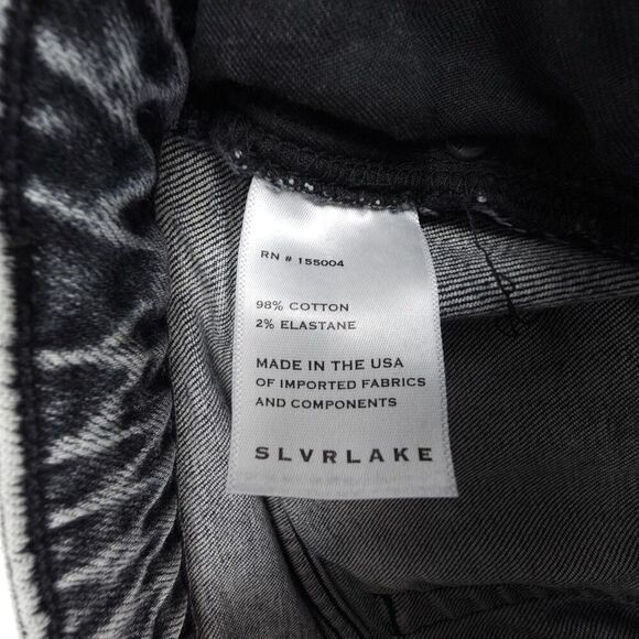 NEW SLVRLAKE Lou Lou Cropped Jeans Edge of Town Slim Distressed Black 90s Grunge - Picture 7 of 8